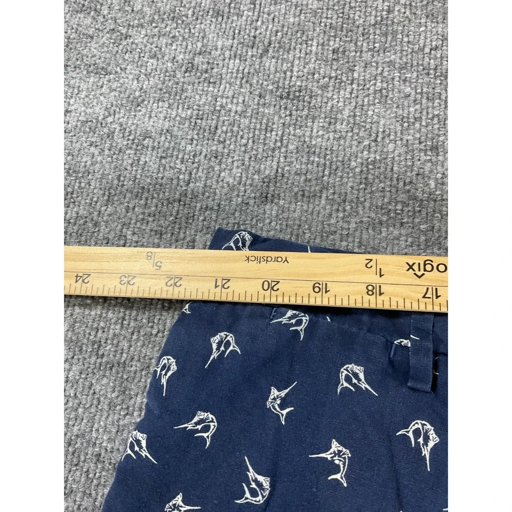 Polo Ralph Lauren Shorts 42 Navy Blue Fish Print Cotton Casual Summer Beach Prep